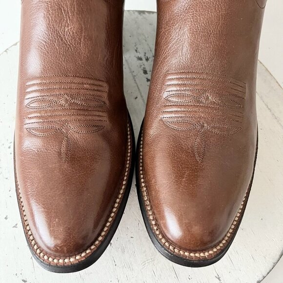 Rod Patrick Mens Cowboy Boots 11B Brown Leather Sole Round Toe 12" Tall Shaft - Picture 6 of 12